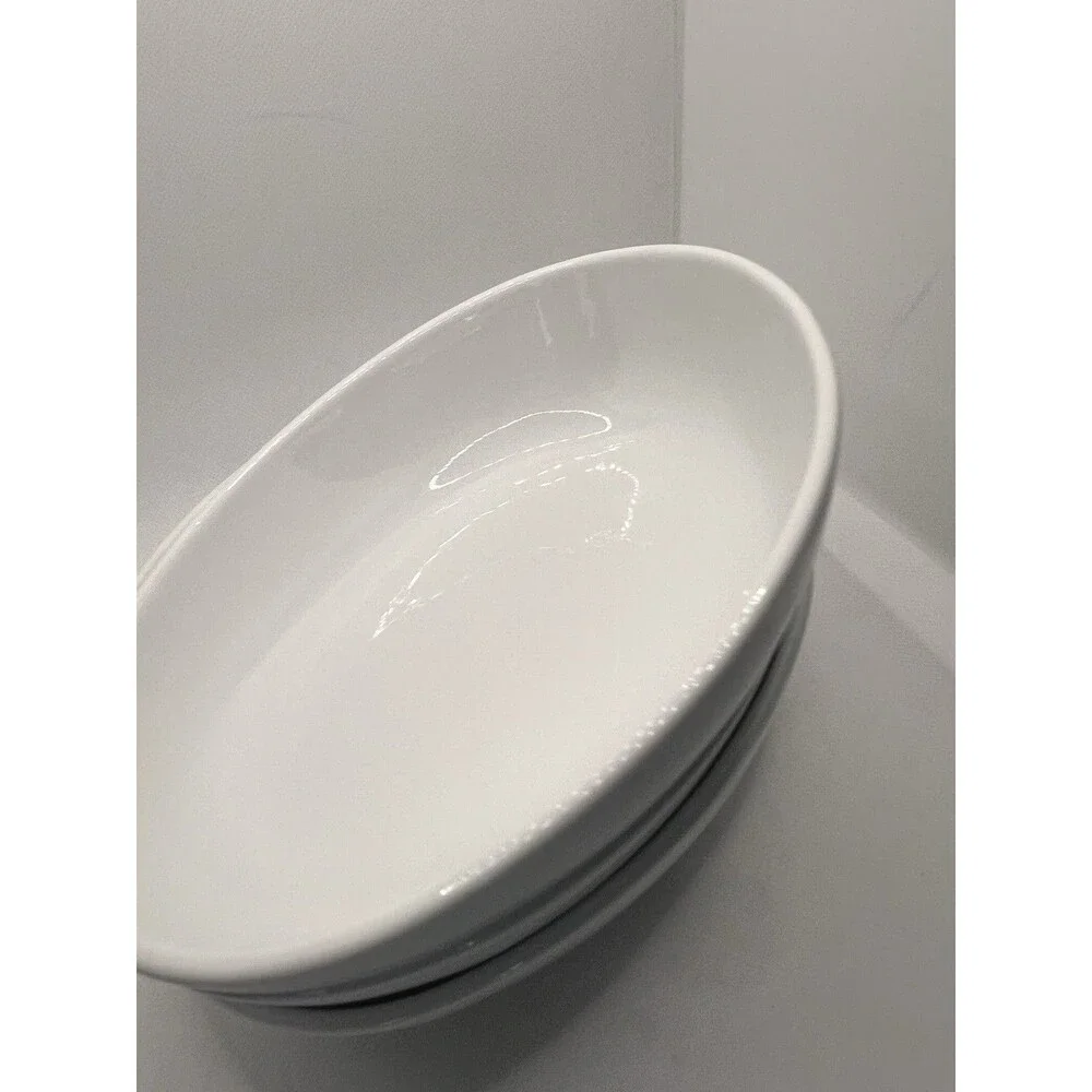 4 CB2 Crate & Barrel White Porcelain egg Shaped oblong oval abstract modern bowl